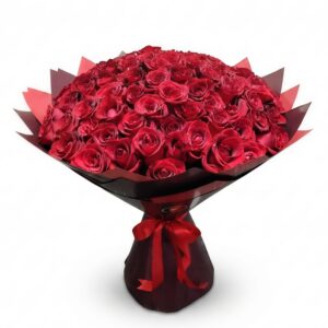 The Regal Scarlet – Luxurious Crowned Red Rose Bouquet