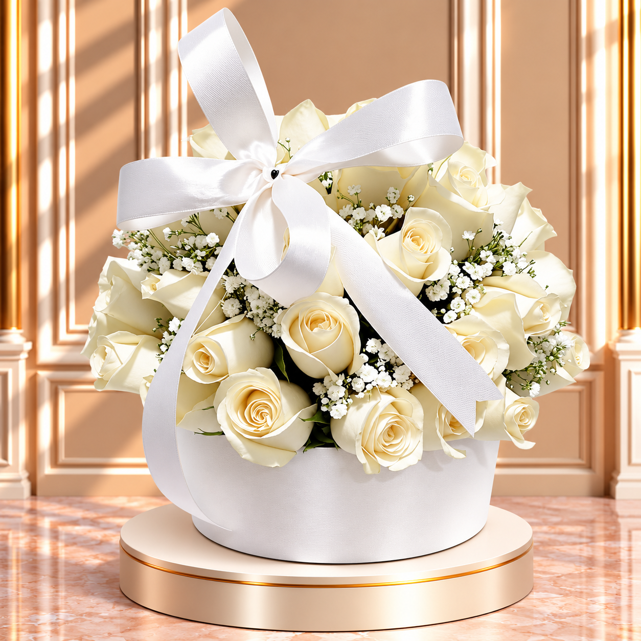 Blush Pearl Rose Hatbox