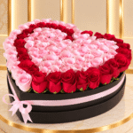 Heartfelt Rose Elegance Box with premium fresh roses in a beautiful heart-shaped arrangement.
