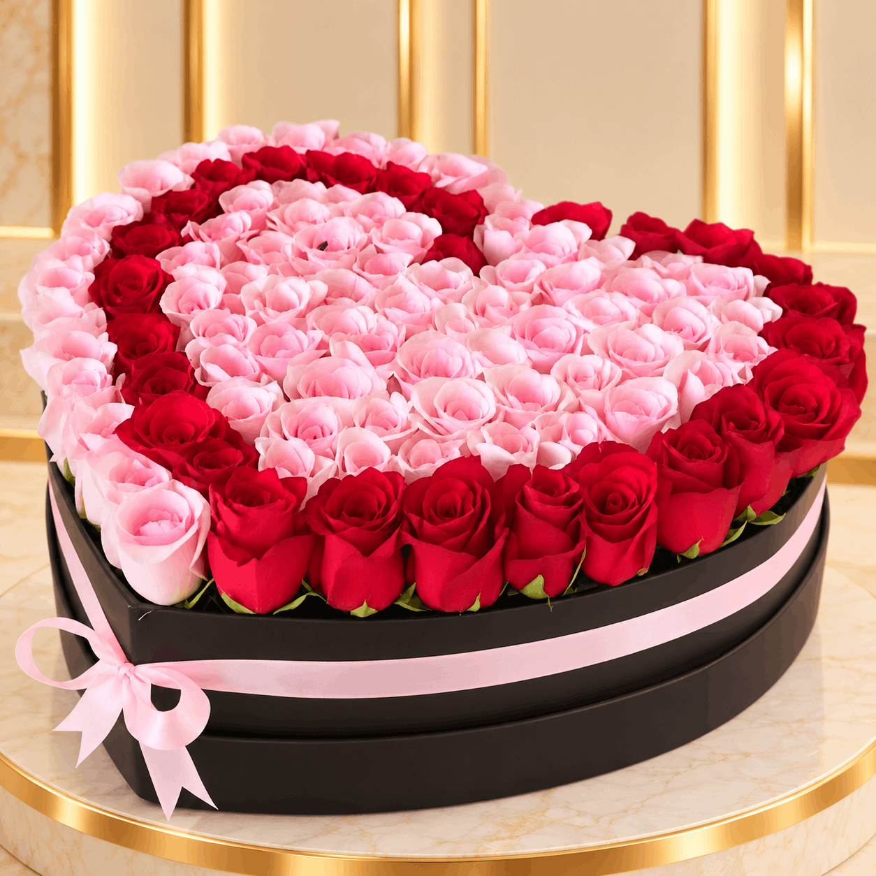 Heartfelt Rose Elegance Box with premium fresh roses in a beautiful heart-shaped arrangement.