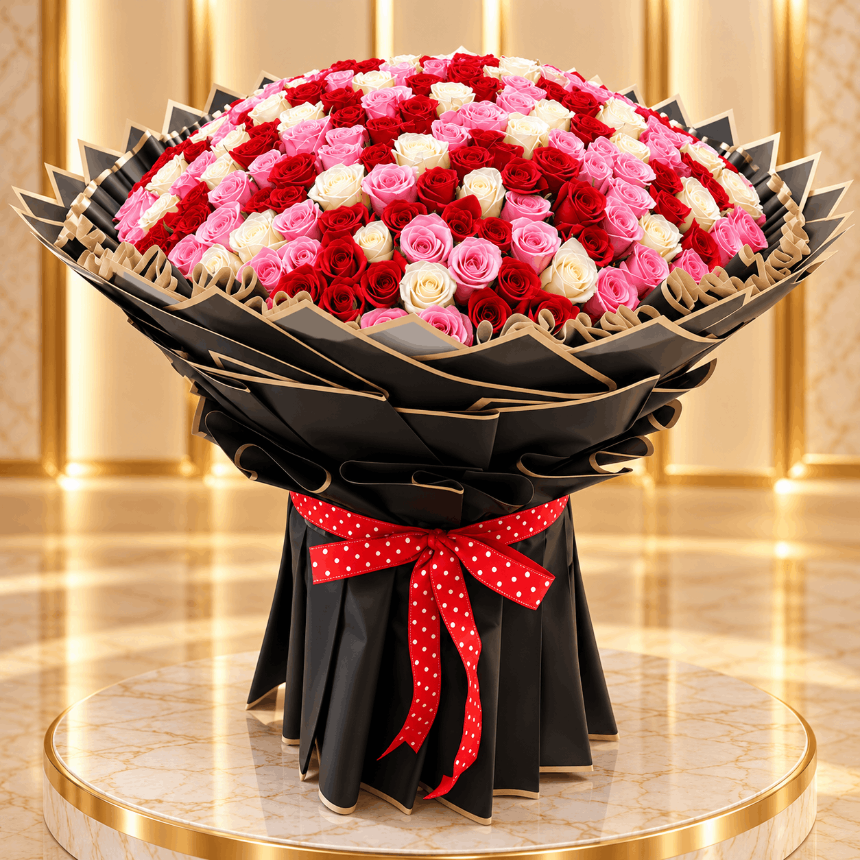 Midnight Blush Rose bouquet with premium blush roses in elegant dark wrapping.