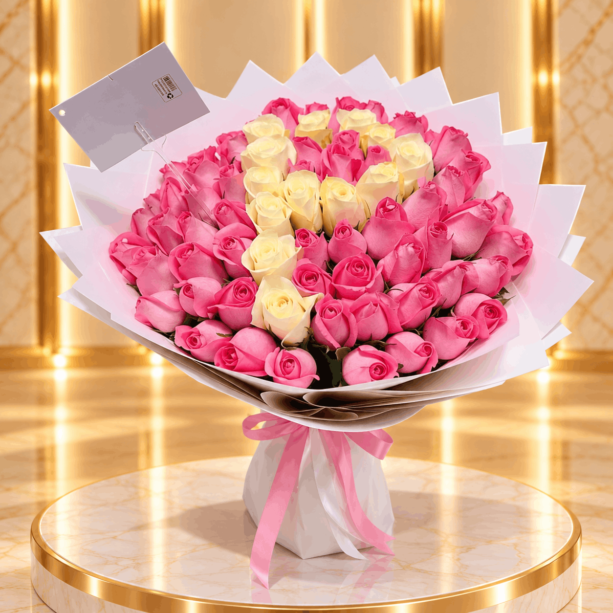 Pink & Ivory Initial Rose Bouquet