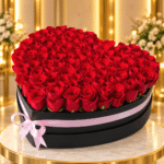 Royal Heart Rose Box with premium fresh roses arranged in an elegant heart-shaped design.