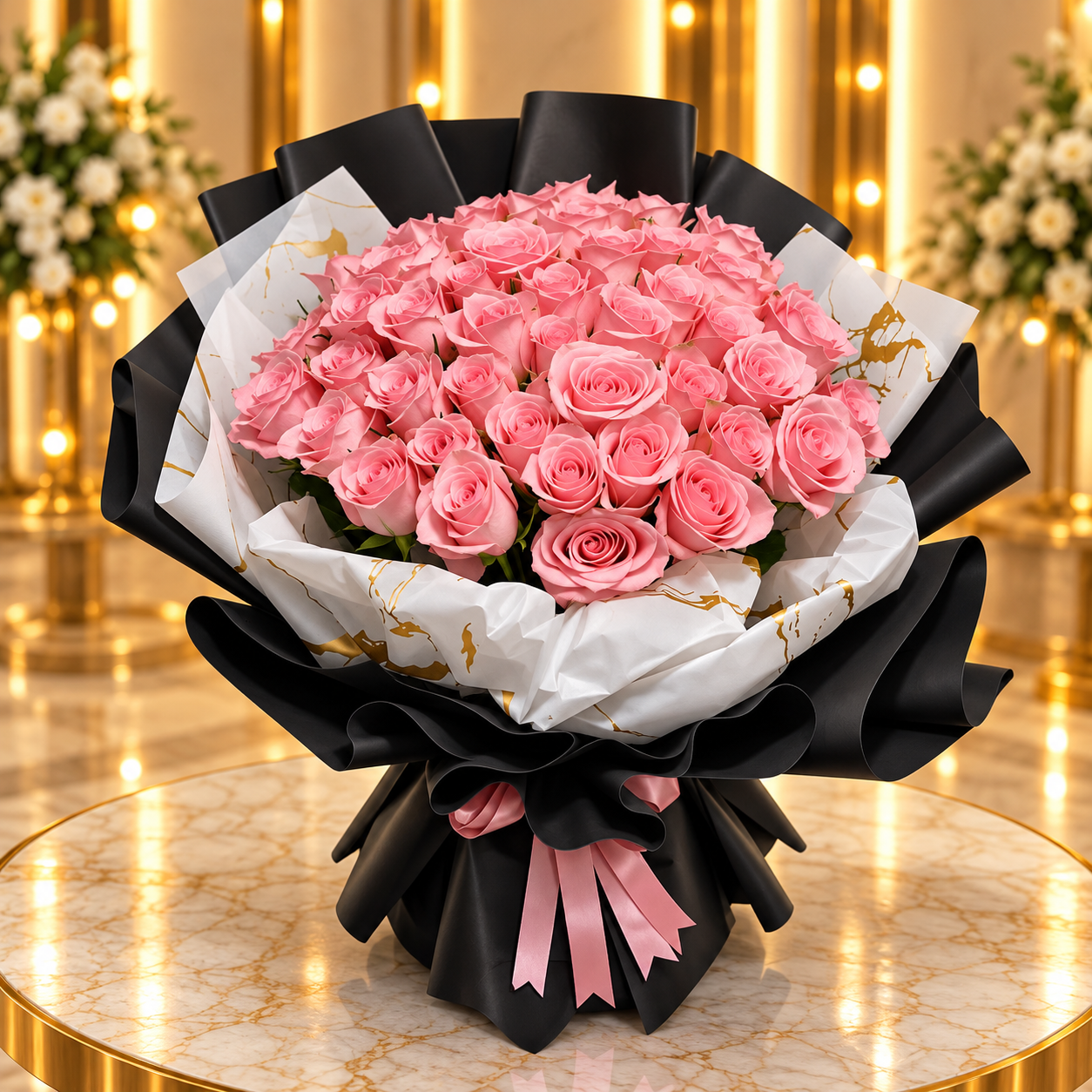 Royal Luxe Rose Bouquet with premium fresh roses arranged in elegant luxury wrapping.