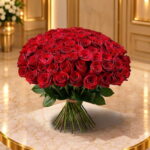Scarlet Steam Luxe Bouquet with premium red roses and elegant wrapping.
