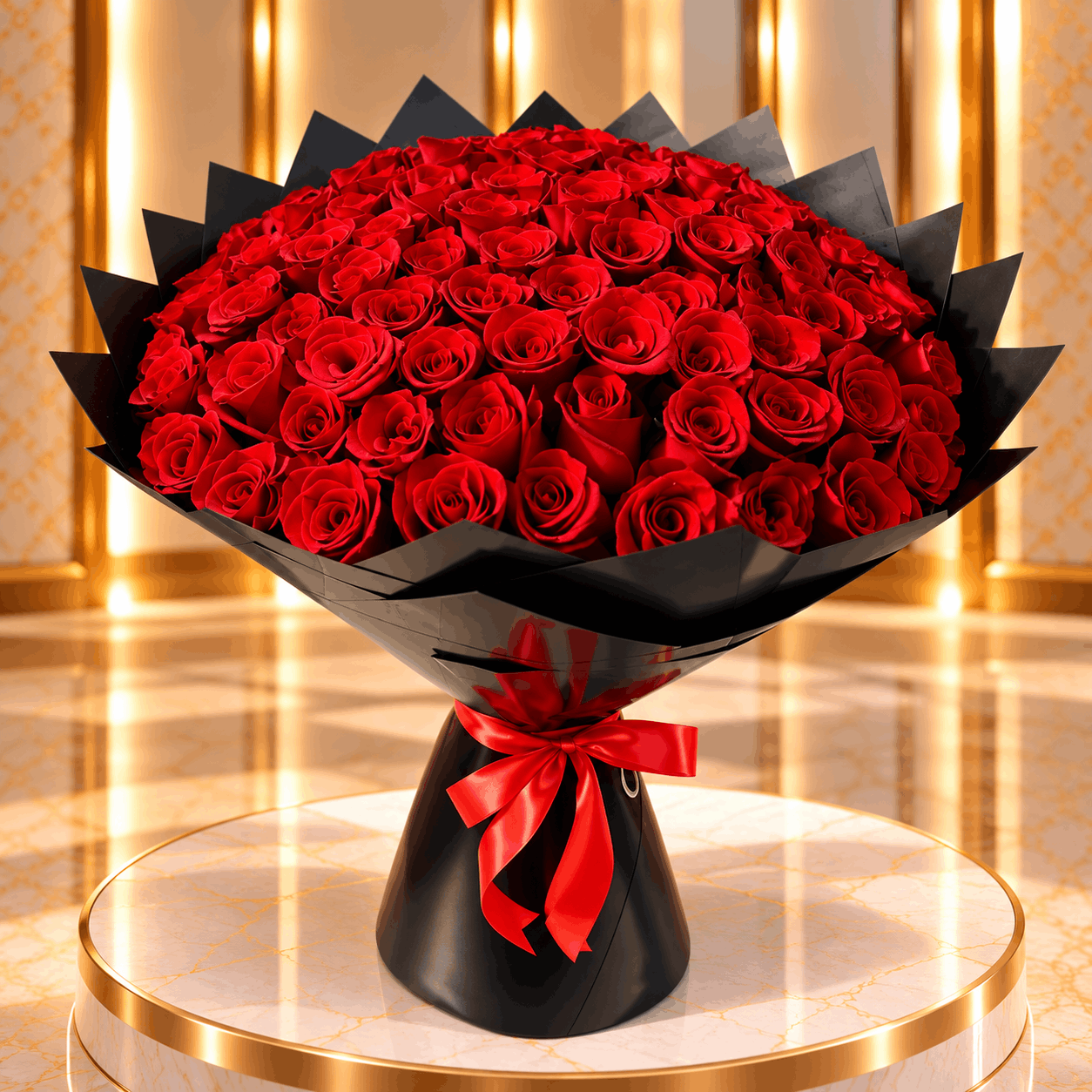 Signature Crown Rose Bouquet with premium fresh roses and elegant luxury wrapping.