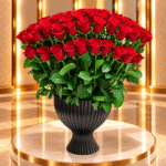 Velvet Rose Crown with premium fresh roses arranged in an elegant luxury design.